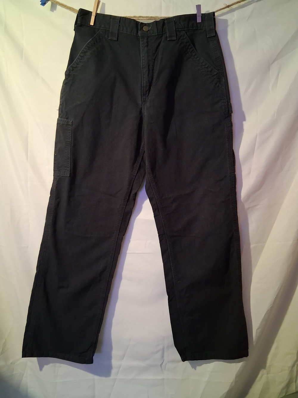 Carhartt B151 Canvas Utility Carpenter Work Pants Black 32x32 Loose Dungaree Fit